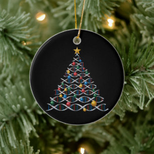DNA-Helix-Weihnachtsbaum Biologie Naturwissenschaf Keramik Ornament