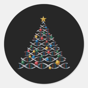 DNA-Helix-Weihnachtsbaum Biologie Naturwissenschaf Runder Aufkleber