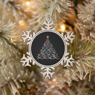 DNA-Helix-Weihnachtsbaum Biologie Naturwissenschaf Schneeflocken Zinn-Ornament