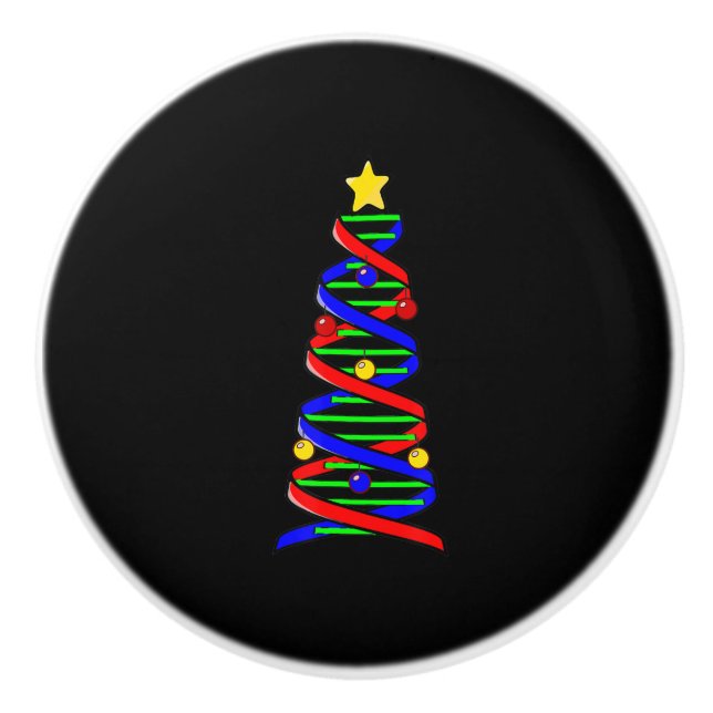 DNA Helix Weihnachtsbaum Life Science Biologie Keramikknauf (Vorderseite)