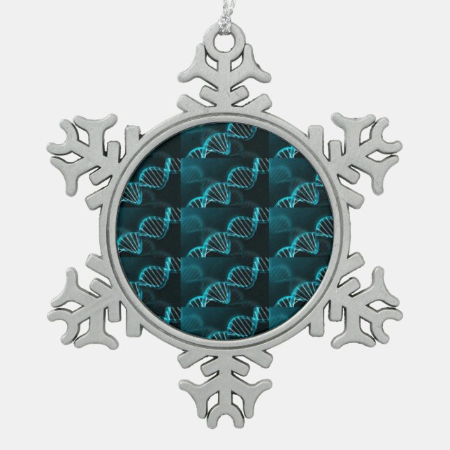 Dna-Ornament Schneeflocken Zinn-Ornament (Vorderseite)