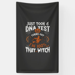 DNA-Test Hexe Halloween Kürbis Spinnennetz Banner