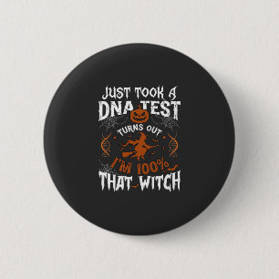DNA-Test Hexe Halloween Kürbis Spinnennetz Button