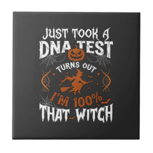 DNA-Test Hexe Halloween Kürbis Spinnennetz Fliese