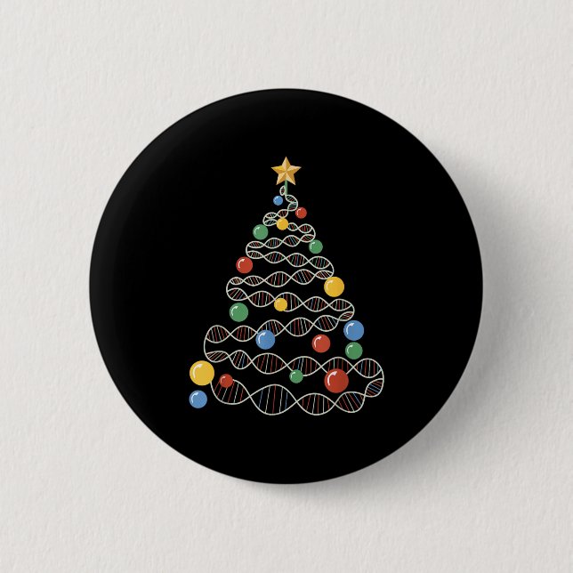 Dna Weihnachtsbaum Funny Science Punts Weihnachten Button (Vorderseite)