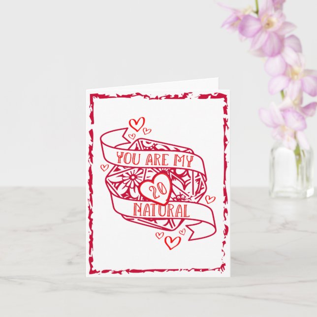 DnD Natural 20 Dice Valentine Card Karte (Orchidee)