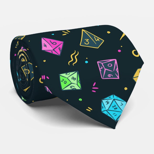 DnD NeckTie, D20 Dice Muster, Dungeon Master Gesch Krawatte (Gerollt)