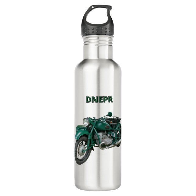 Dnepr-Motorrad Edelstahlflasche (Vorderseite)