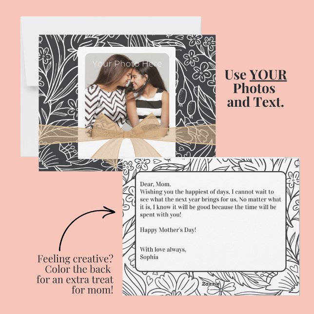 do-it-yourself photo Carte de fête des mères avec  (Create a special Mother's Day card with your own photo and message. Color the back for a treat!)