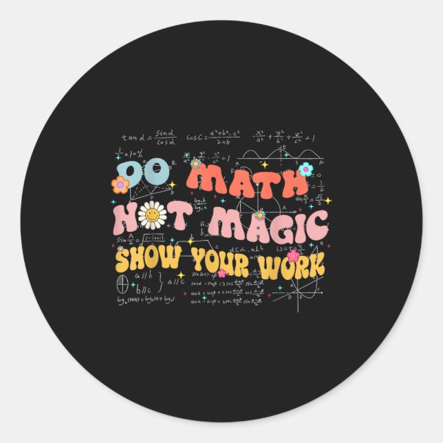 Do Math Not Magic Retro Math Teacher Gift Funny Qu Runder Aufkleber (Vorderseite)