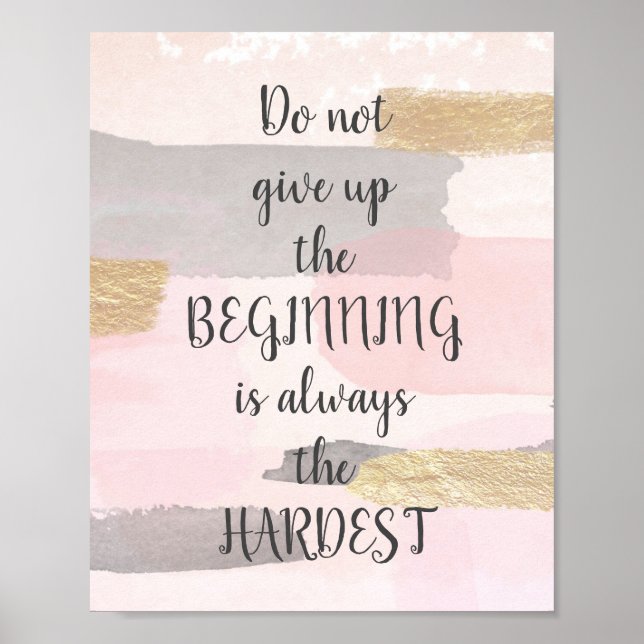 DO NOT GIVE UP - Pink Gold Quote Poster (Vorne)