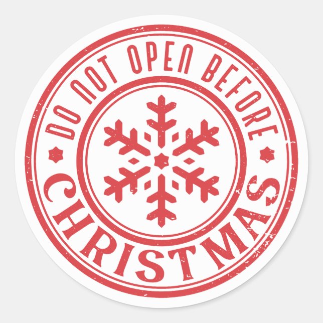 Do not open before Christmas Runder Aufkleber (Vorderseite)