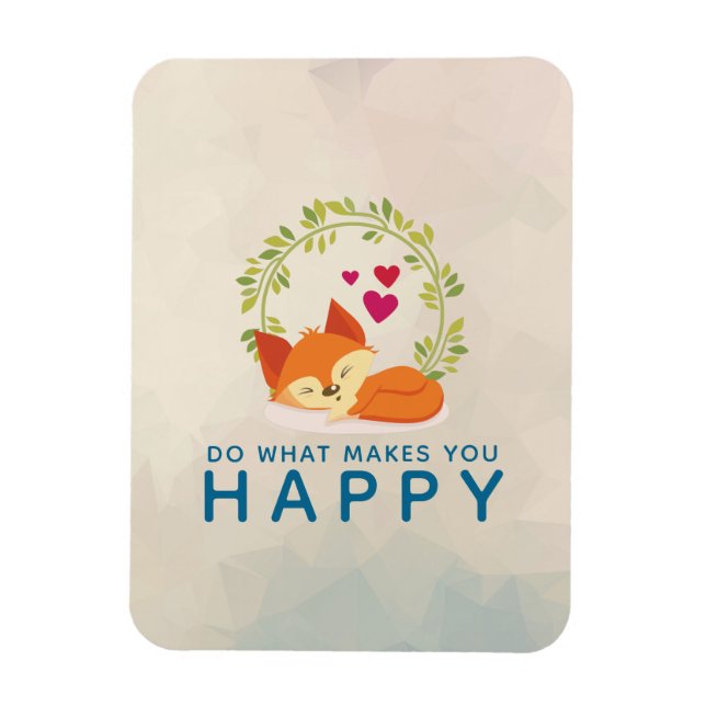Do What Makes You Happy Sleeping Fox with Hearts Magnet (Vertikal)
