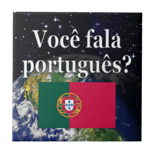 Do you speak Portuguese? in Portuguese. Flag earth Fliese