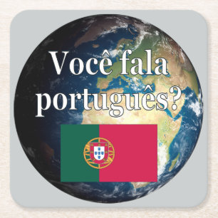 Do you speak Portuguese? Portuguese. Flag & Earth Rechteckiger Pappuntersetzer