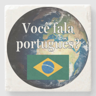 Do you speak Portuguese? Portuguese. Flag & Earth Steinuntersetzer