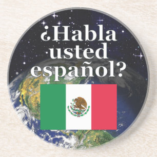 Do you speak Spanish? in Spanish. Flag & Earth Getränkeuntersetzer