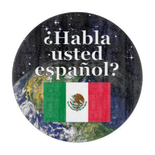 Do you speak Spanish? in Spanish. Flag & Earth Schneidebrett