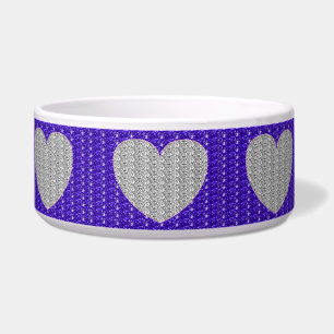 Dob Bowl Silver Lila Silver Heart Glitzer Napf