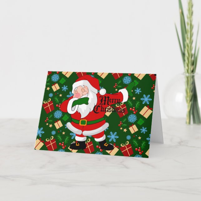 Dobbing Santa Feiertagskarte (Vorderseite)