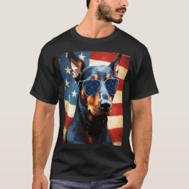 Doberman 4. Juli amerikanische Flagge T-Shirt