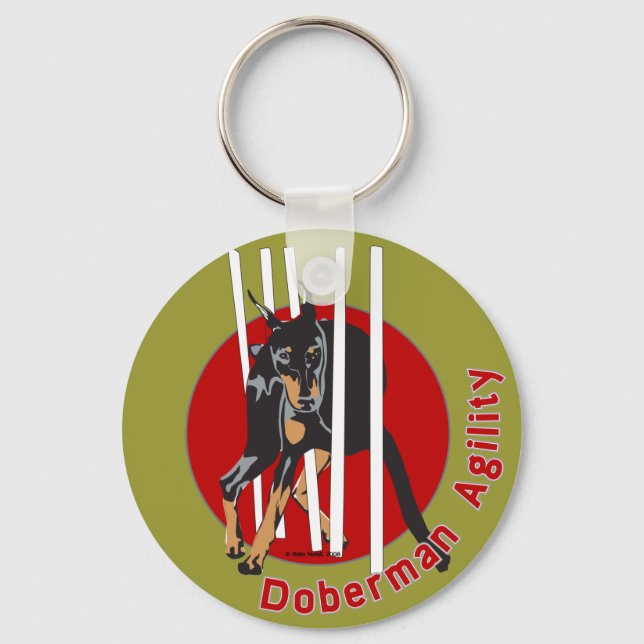 Doberman Agility Weaves Schlüsselanhänger (Vorderseite)
