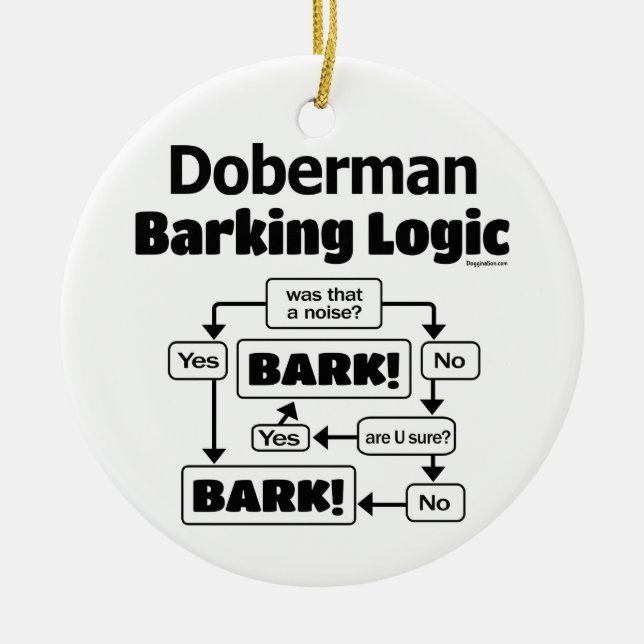 Doberman Barking Logic Keramik Ornament (Vorne)