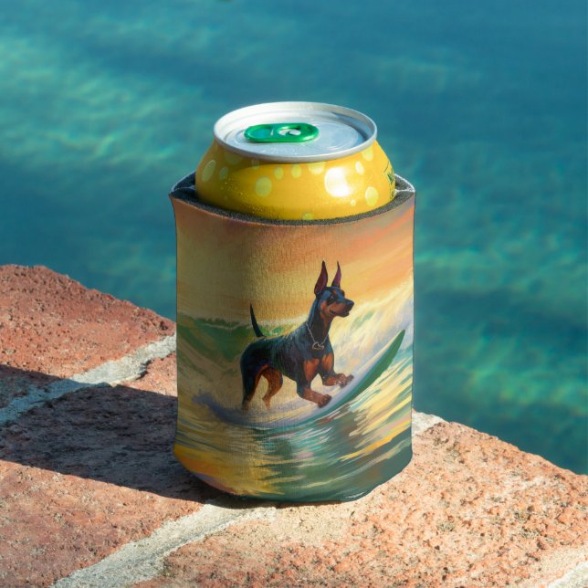 Doberman Beach Surfing Painting Dosenkühler (In Situ Pool)