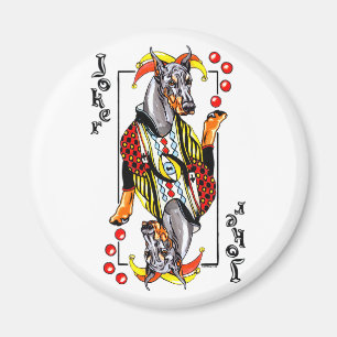 Doberman Black Joker Magnet