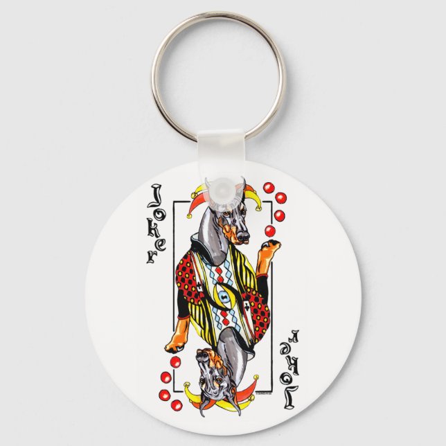 Doberman Black Joker Schlüsselanhänger (Vorderseite)