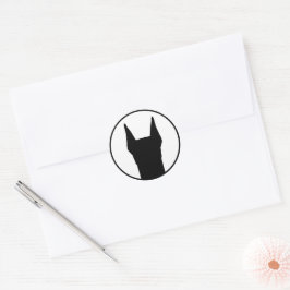 Doberman Black on White Runder Aufkleber