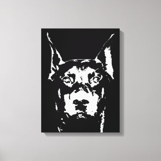 Doberman Black & White Wrapped Canvas Print Leinwanddruck