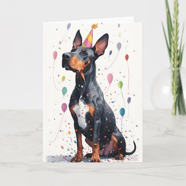 Doberman Celebration Grußkarte Dankeskarte (Vorderseite)