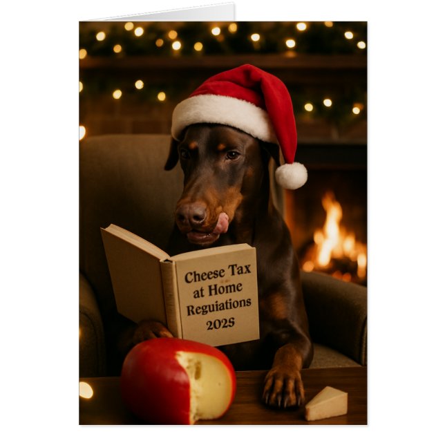 Doberman  'Cheese Tax' Christmas card (Vorne)