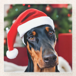 Doberman Christmas Glasuntersetzer