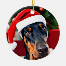 Doberman Christmas Keramik Ornament