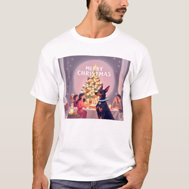 Doberman Christmas T-Shirt (Vorderseite)