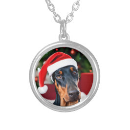 Doberman Christmas Versilberte Kette