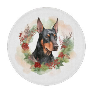 Doberman Christmas Wreath Festivals Schneidebrett