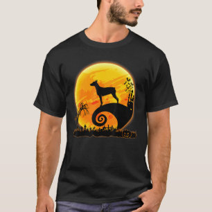 Doberman Dog and Moon Beängstigende Halloween-Kost T-Shirt