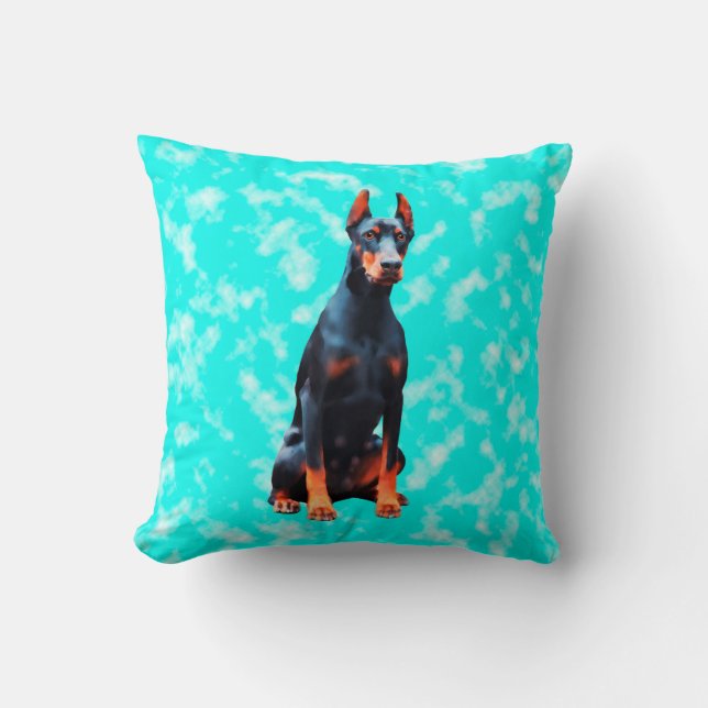 Doberman Dog Art Portrait Kissen (Vorderseite)
