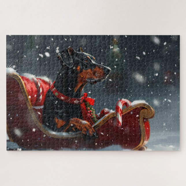 Doberman Dog Christmas Festive (Horizontal)