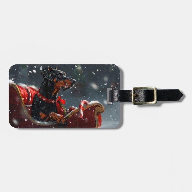 Doberman Dog Christmas Festive Gepäckanhänger (Vorderseite horizontal)