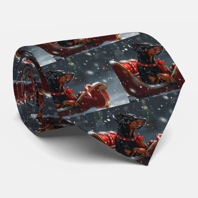 Doberman Dog Christmas Festive Krawatte (Gerollt)