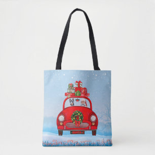 Doberman Dog In Car With Santa Claus  Tasche