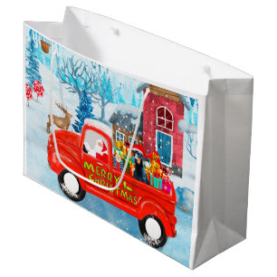 Doberman Dog in Christmas Delivery Truck Schnee Große Geschenktüte