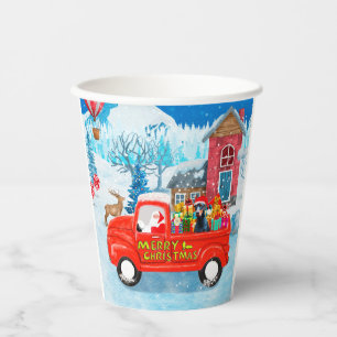 Doberman Dog in Christmas Delivery Truck Schnee Pappbecher