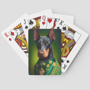 Doberman Dog in St. Patrick's Day Dress Spielkarten