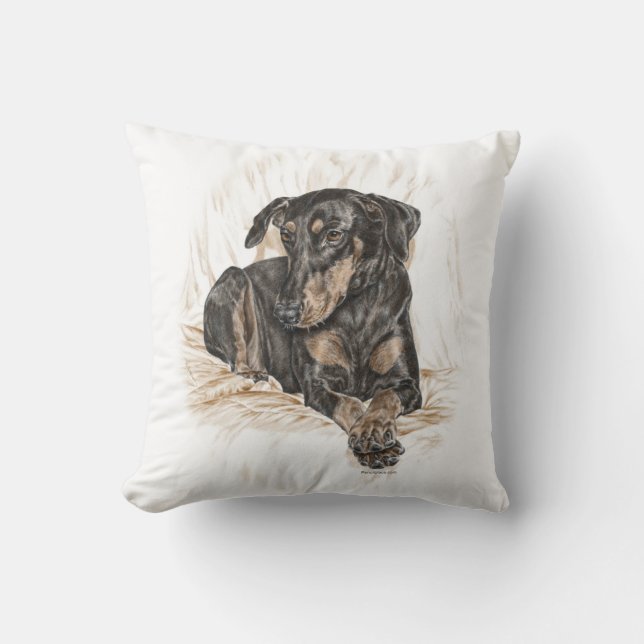 Doberman Dog Natural Oars Kissen (Vorderseite)