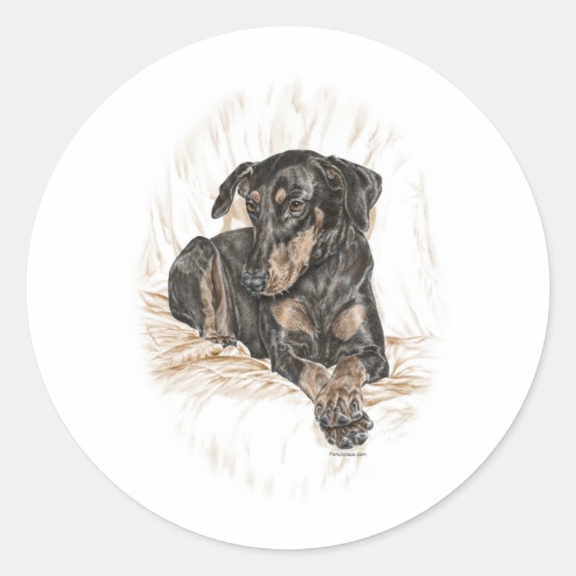 Doberman Dog Natural Oars Runder Aufkleber (Vorderseite)